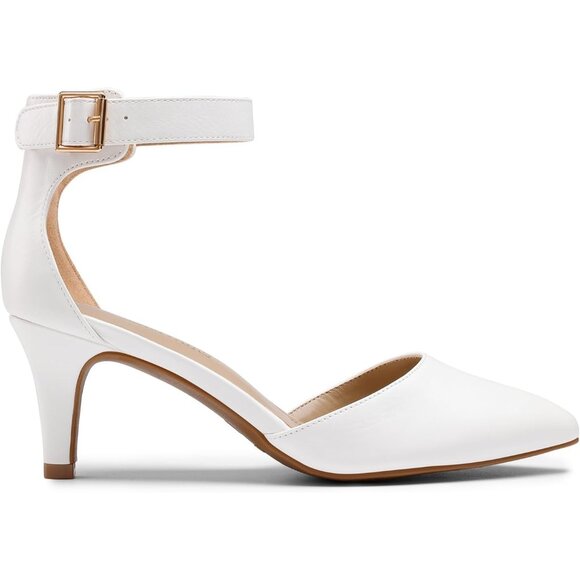 Dream Pairs Women's White Pu Faux Suede pointed Toe Kitten Heels Pumps Shoes - Picture 2 of 7